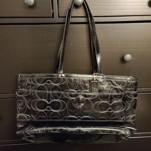 Coach Black patent leather Signature C Computer/Diaper bag
